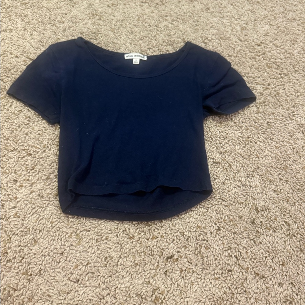 Zenana Outfitters Navy Crop Top
